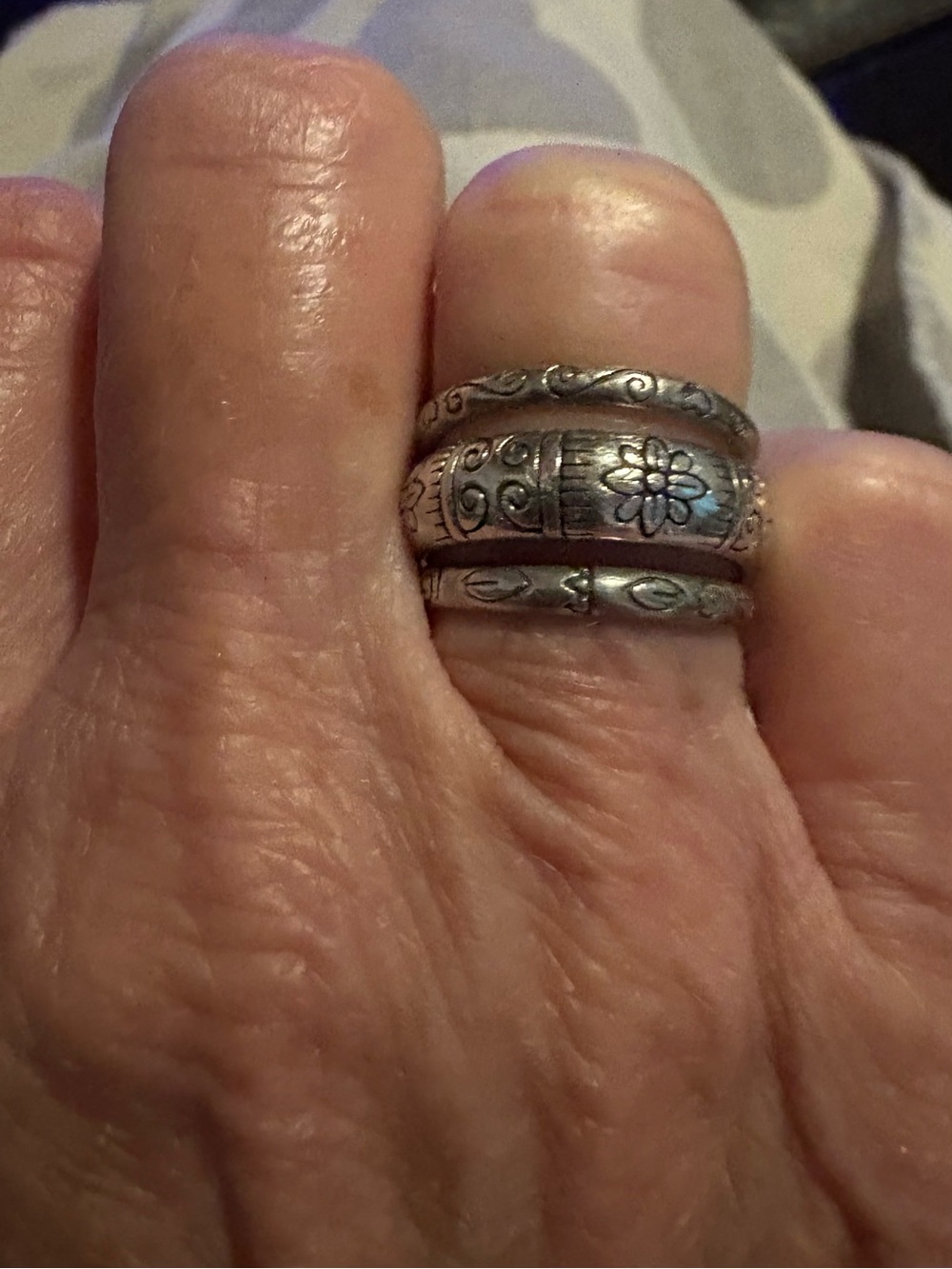 Brighton Silver-Tone Floral Spinner Ring size 7